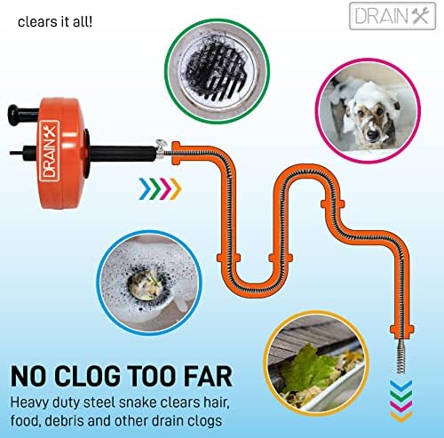 DrainX Power Pro 25-FT Steel Auger for Plumbing Excellence