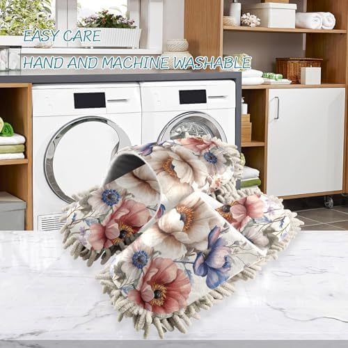 Microfiber Cleaning Slippers with Blooming Flowers Design 1