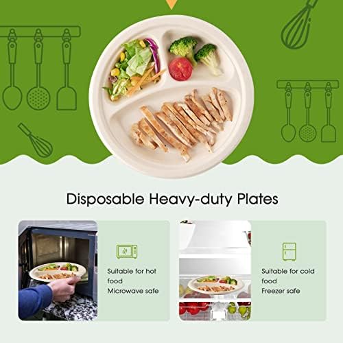 Compostable 3-Compartment Plates