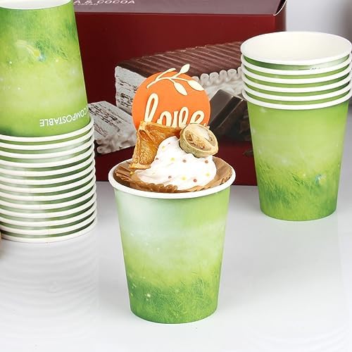 YesFresh 8oz Disposable Hot Beverage Paper Cups Green