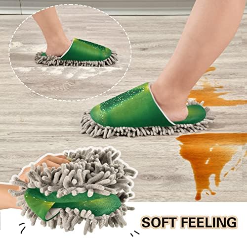 Xigua Microfiber Slippers Green Christmas Tree Washable Mop Shoes