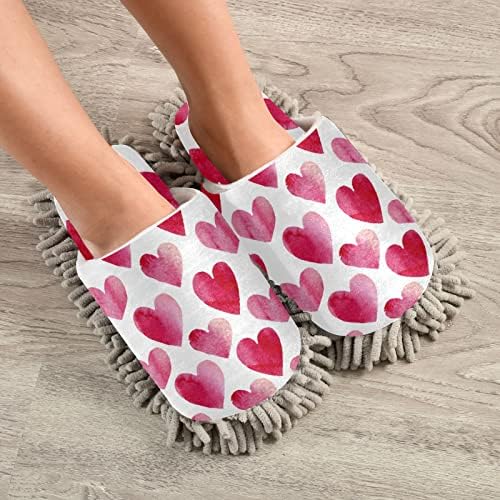 Xigua Heart-Print Valentines Day Microfiber Slippers