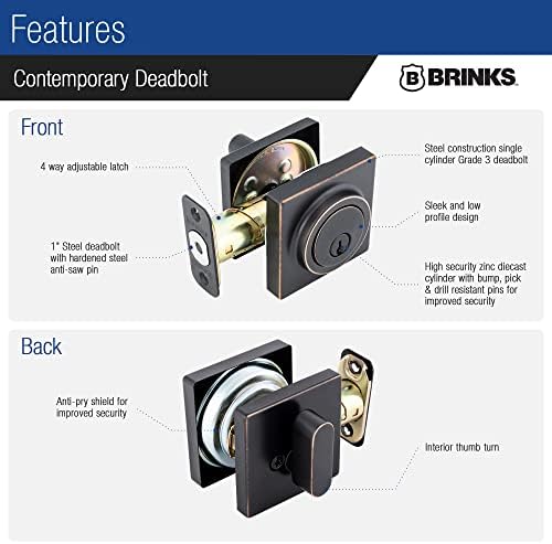 Brinks Deadbolt Lock - Tuscan Bronze Front Door Entry