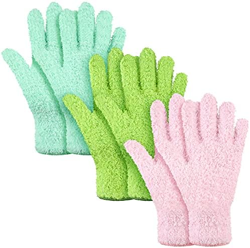 Patelai 3 Pairs Microfiber Dusting Gloves
