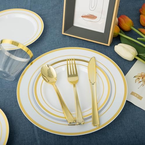 N9R Gold Plastic Dinnerware Set 600PCS