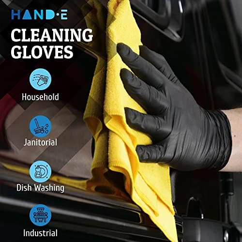Hand-E Touch Black Nitrile Gloves Large 50 Count