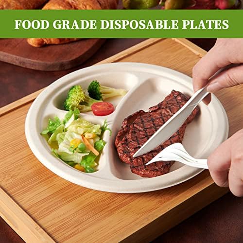 Compostable 3-Compartment Plates