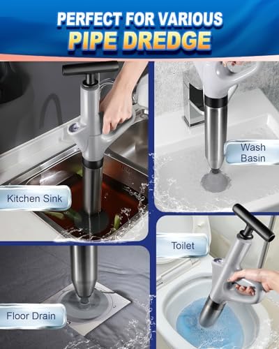 Stainless Steel Toilet Plunger with Air Drain Function
