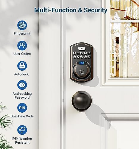 Veise Fingerprint Door Lock - Keyless Entry 4-in-1 Unlock