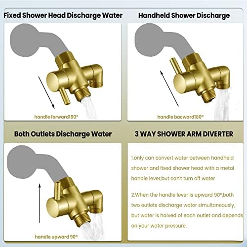 Safe Reliable Metal Shower Diverter Brushed Gold