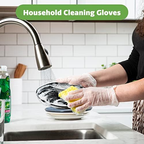 Comfy Package Medium Clear Disposable Vinyl Gloves 100 Pack