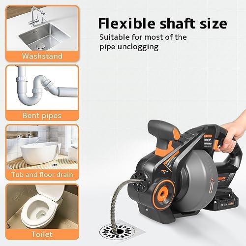 DominoX Effortlessly Powerful 25FT Electric Drain Auger
