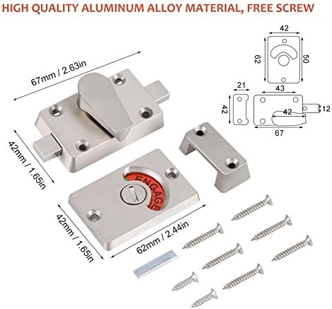 Fdit Latch Indicator Lock Stainless Steel Bolt bathroom toilet privacy