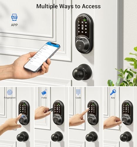 Smart Front Door Lock Set with fingerprint entry Matte Black