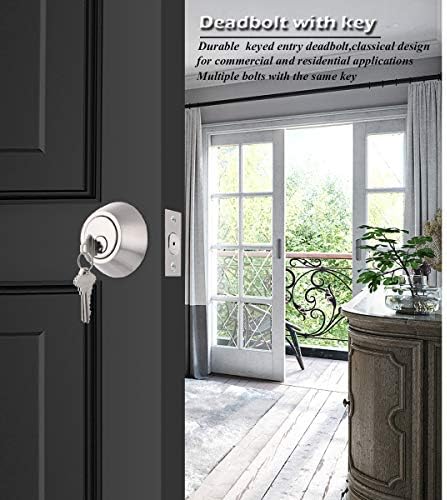 Gobrico 3 Satin Nickel Keyed Single Deadbolts