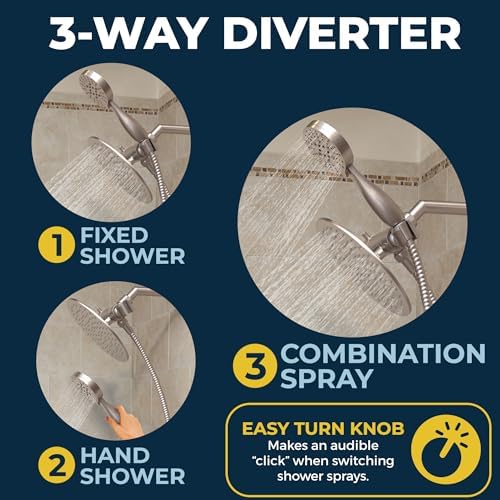 HammerHead Showers All Metal 3-Way Shower Diverter Valve
