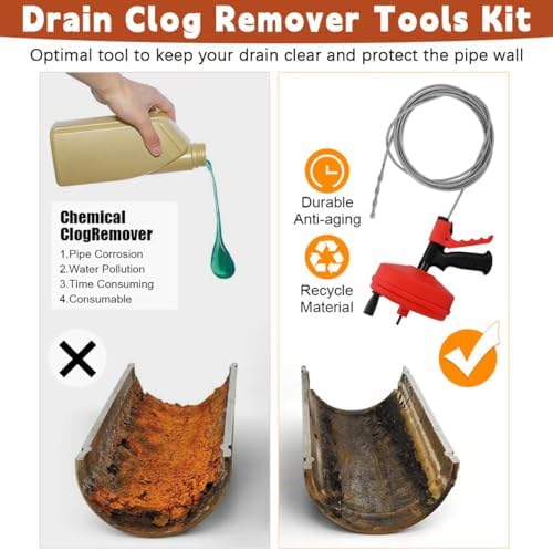 45FT Plus 10-in-1 Drain Snake Auger for Kitchen Bathroom Cleaning