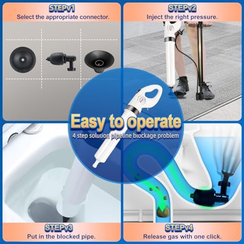 Powerful Sons Drain Unblocker High Pressure Pneumatic Plunger for Toilets Bng b