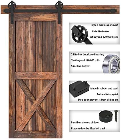 WINSOON 5-16FT Single Wood Sliding Barn Door Hardware Kit