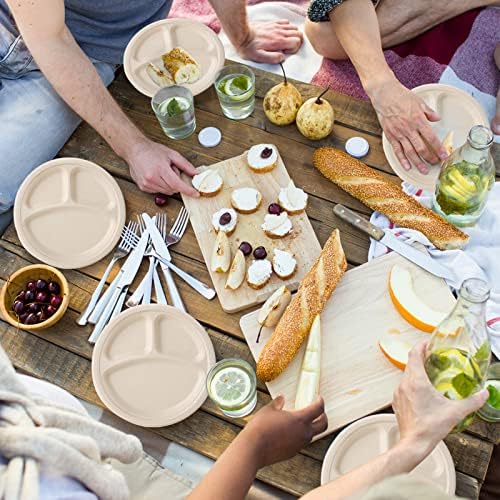 Compostable 3-Compartment Plates