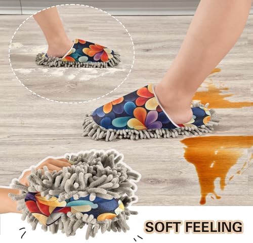 Colorful Abstract Microfiber Slippers for House Cleaning
