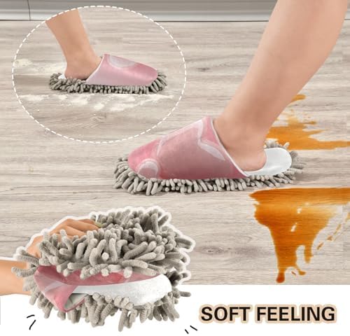 Burbuja Valentine Pink Hearts Mop Slippers Microfiber