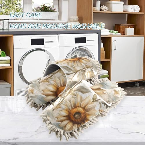 FLildon Microfiber Cleaning Slippers Elegant Sunflowers Soft Washable Mop Shoes for MenWomen