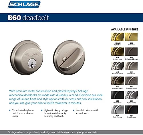 SCHLAGE B60N505 Deadbolt Bright Brass