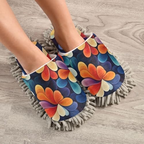 Colorful Abstract Microfiber Slippers for House Cleaning