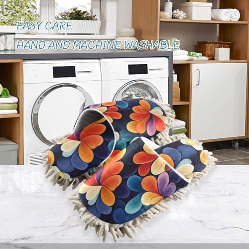Colorful Abstract Microfiber Slippers for House Cleaning