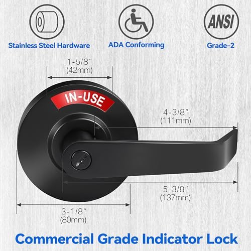 Privacy Indicator Lever Lock Door Handle Black