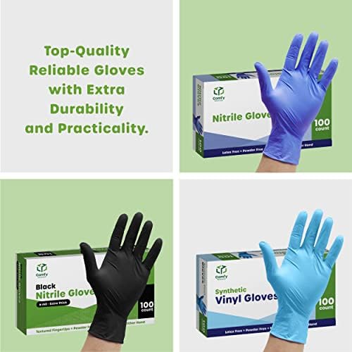 Comfy Package Medium Clear Disposable Vinyl Gloves 100 Pack