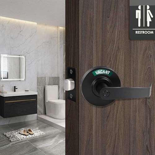 Privacy Indicator Lever Lock Door Handle Black