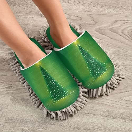 Xigua Microfiber Slippers Green Christmas Tree Washable Mop Shoes