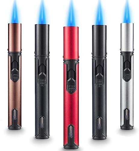 Urgrette 5 Pack Butane Torch Lighter with Adjustable Flame