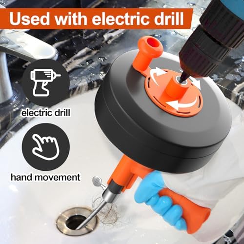Efficient 35ft Steel Drain Auger with Gloves Storage Bag