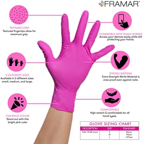 FRAMAR Nitrile Gloves Medium Latex Free Disposable Cleaning Gloves