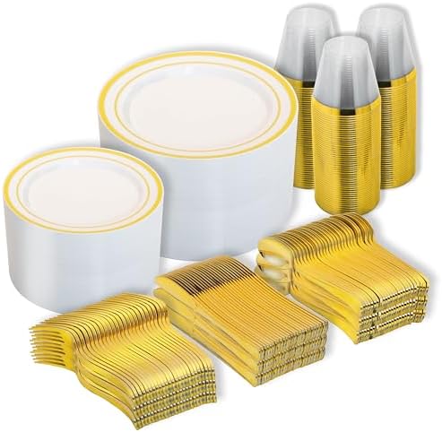 N9R Gold Plastic Dinnerware Set 600PCS