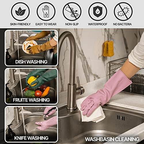 Colorful Reusable Waterproof Kitchen Gloves for Cleaning