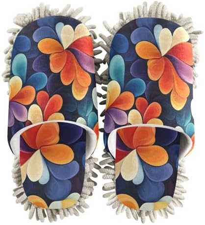 Colorful Abstract Microfiber Slippers for House Cleaning