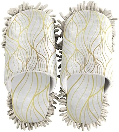 Xigua Microfiber Cleaning Slippers Gold Leaf Jacquard Washable Mop Shoes for MenWomen