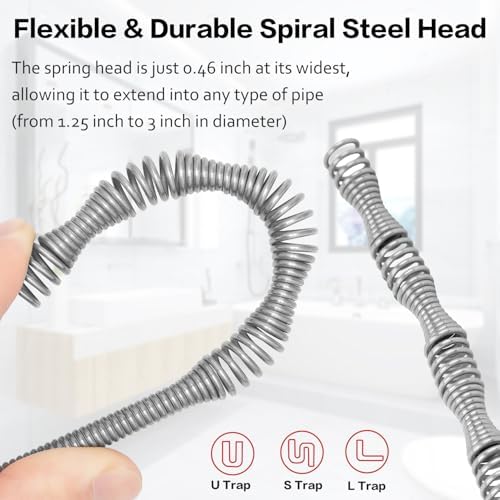 Upgrade Plumbing Snake Drain Auger 25FT Automatic Retract with Dual Mode