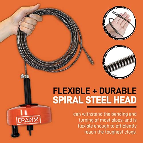 DrainX Power Pro 25-FT Steel Auger for Plumbing Excellence